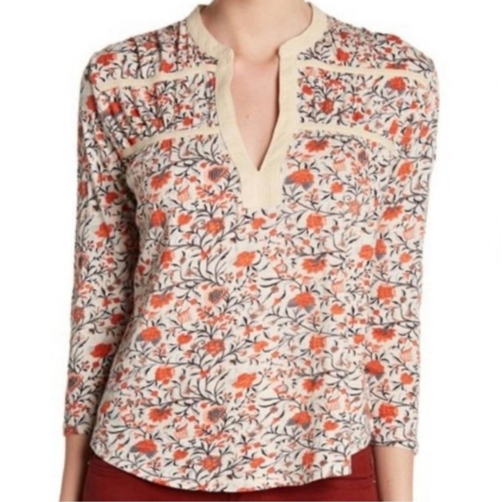 Lucky‎ Brand Peasant Style Blouse Floral Vintage Inspired Flowy Boho Size 2X
